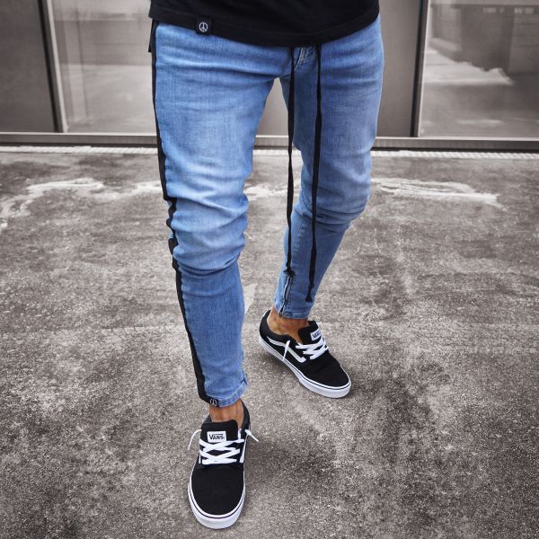 Menz style Small Feet Zipper Ripped Jeans Men’s Fashion Denim