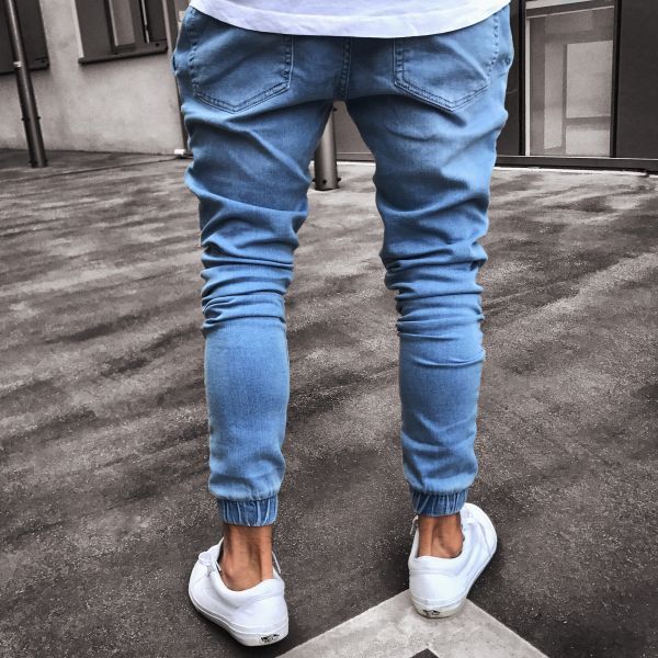 Menzstyle Light Blue Skinny Jeans for Men Explosive Fashion Denim