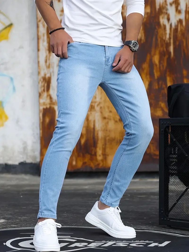 Menzstyle Retro Zipper Stretch Jeans Slim Fit