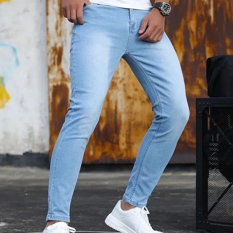 Menzstyle Retro Zipper Stretch Jeans Slim Fit