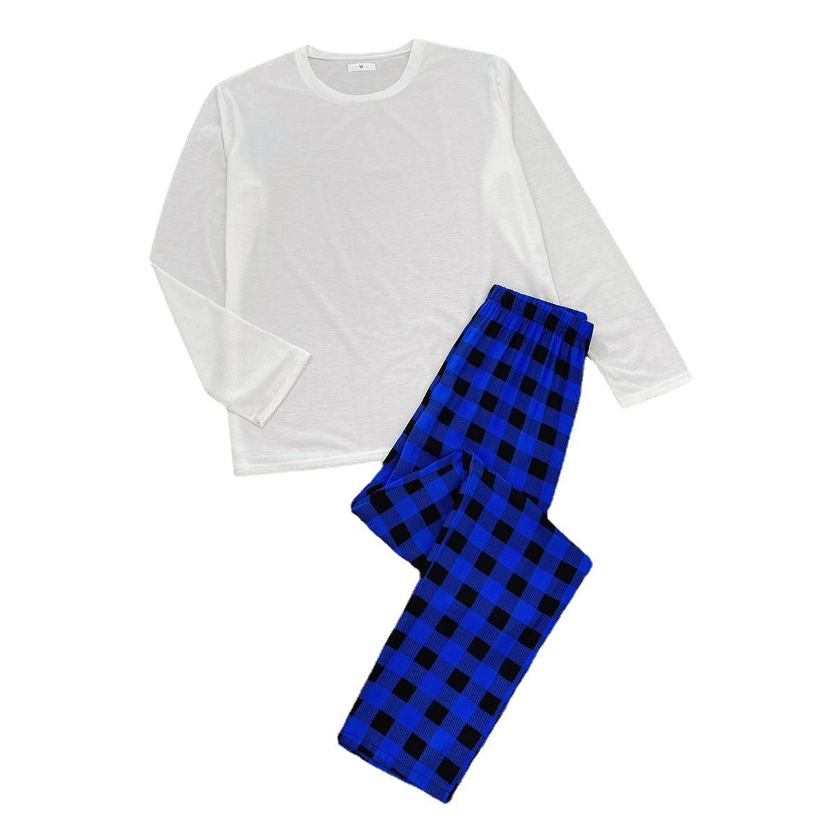 Menzstyle  Men’s Plaid Long Sleeve Pajama Set