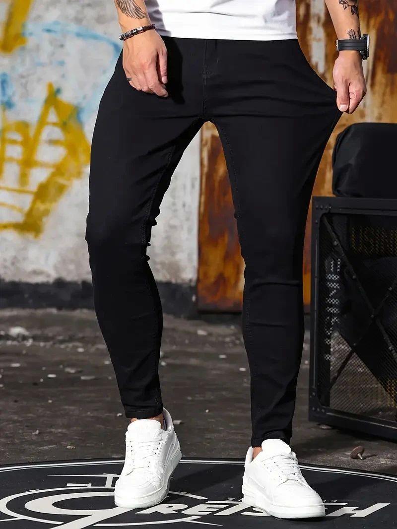 Menzstyle  Retro Zipper Stretch Jeans Slim Fit